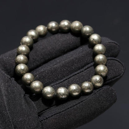 Pyrite Mineral 10x Attraction Natural Round Handmade 8mm Bracelet | Wealth & Protection | Unisex