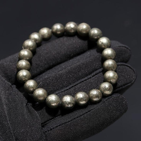 Pyrite Mineral 10x Attraction Natural Round Handmade 8mm Bracelet | Wealth & Protection | Unisex