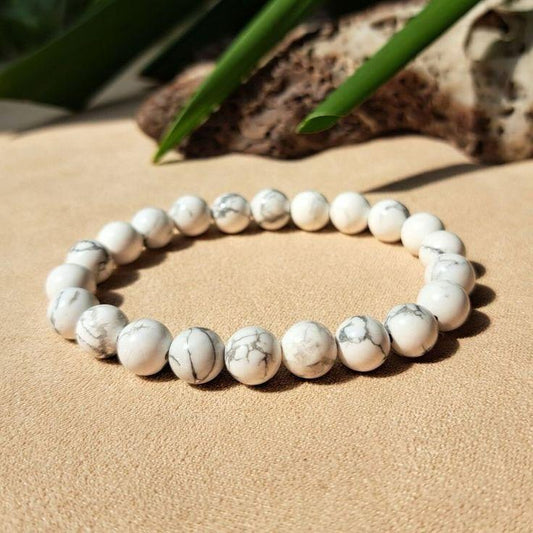 Howlite Natural Round Handmade 8mm Bracelet | Tension and Anger Manager | Unisex