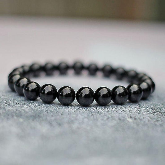 Black Tourmaline Round Handmade 8mm Bracelet  | Ultimate Protector | Unisex