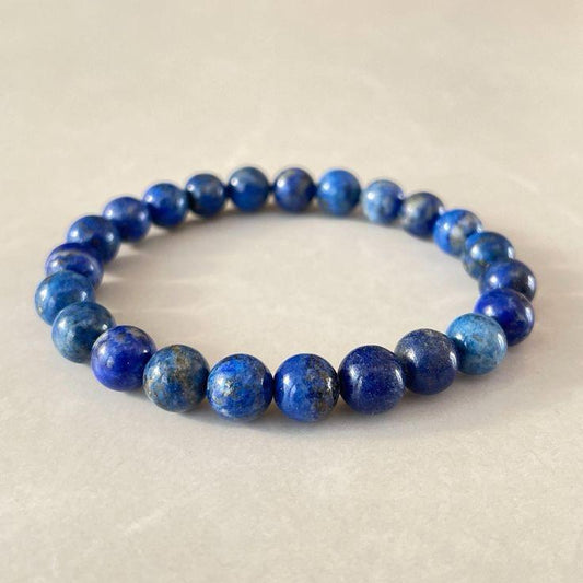 Lapis Lazuli Natural Round Handmade 8mm Bracelet | Self Expression and Intuition Activator | Unisex