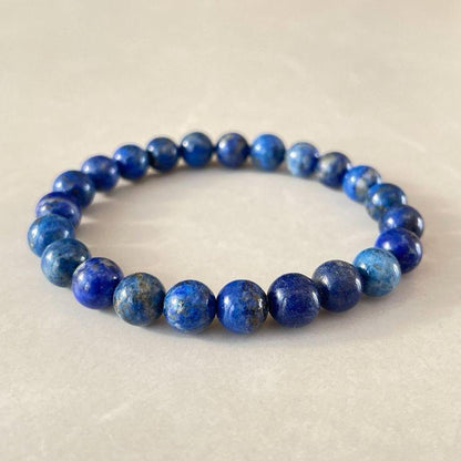 Lapis Lazuli Natural Round Handmade 8mm Bracelet  | Self Expression and Intuition Activator | Unisex