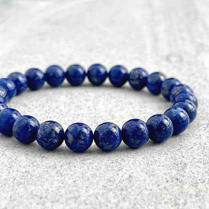 Lapis Lazuli Natural Round Handmade 8mm Bracelet  | Self Expression and Intuition Activator | Unisex