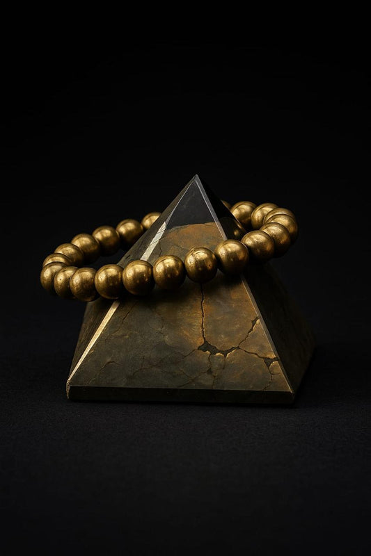 Golden Pyrite Natural Round Handmade 8mm Bracelet | Protective | Unisex