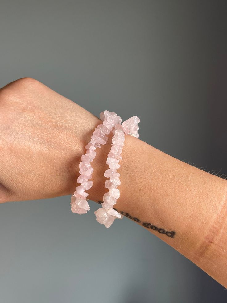 Rose Quartz Natural Chip Handcrafted Uncut Bracelet | Relationships | Unisex
