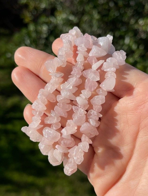 Rose Quartz Natural Chip Handcrafted Uncut Bracelet | Relationships | Unisex