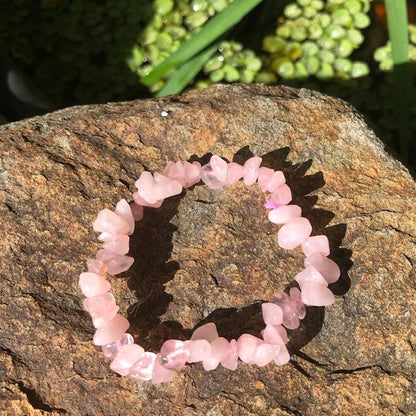 Rose Quartz Natural Chip Handcrafted Uncut Bracelet | Relationships | Unisex